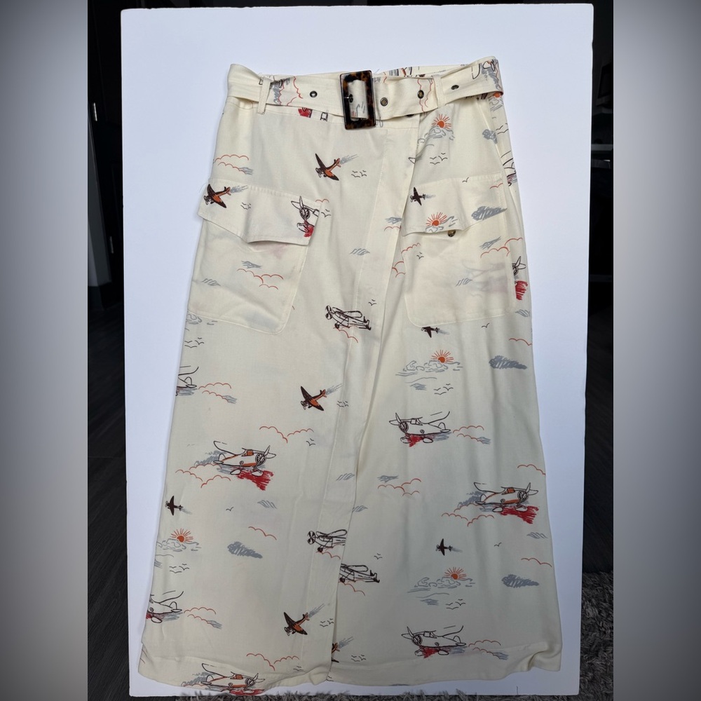 Scotch & Soda Cream A-Line Skirt with Bird Print